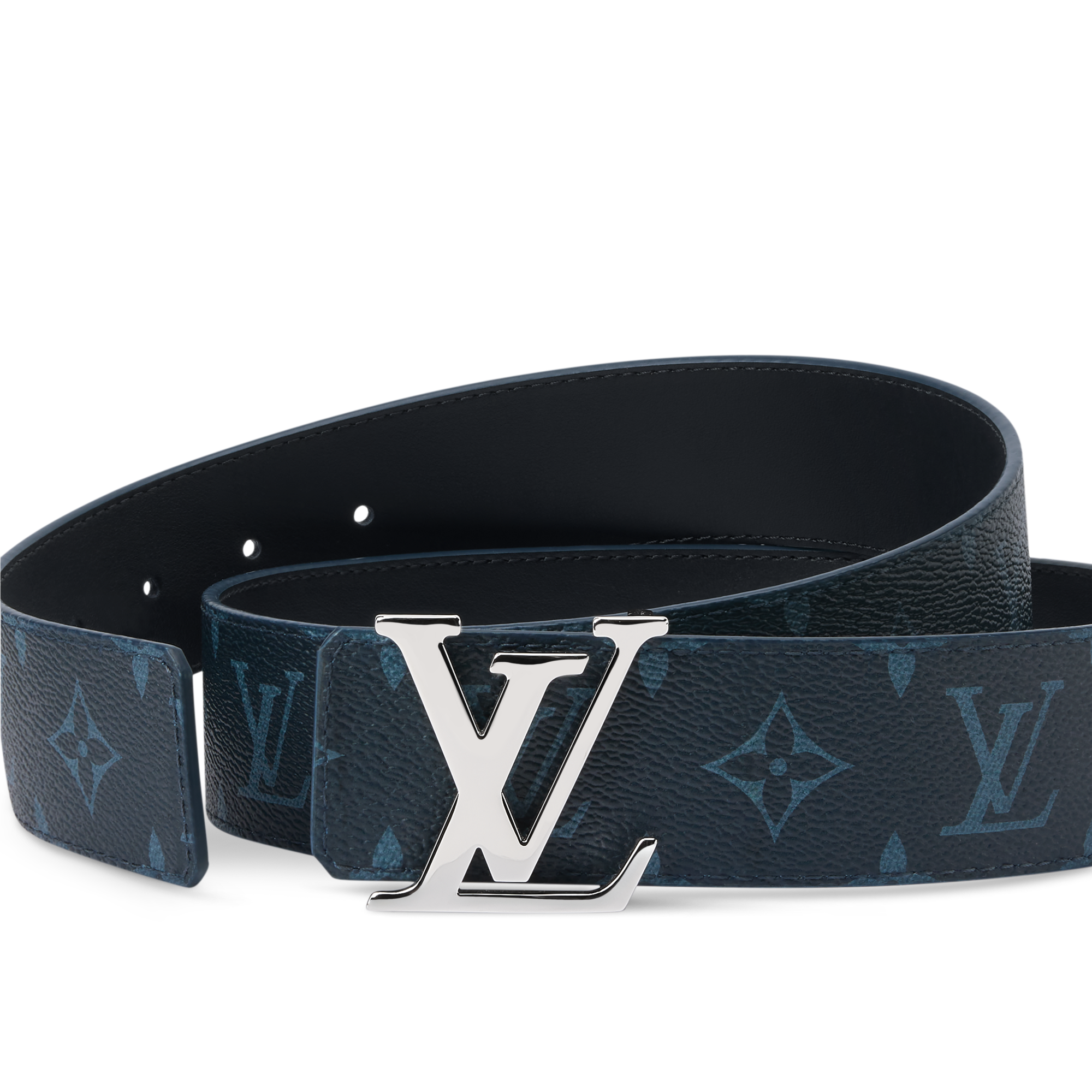 LOUIS VUITTON ブラックレザーベルト LV Initials Monogram 40MM Reversible Belt - Luxury Monogram Canvas